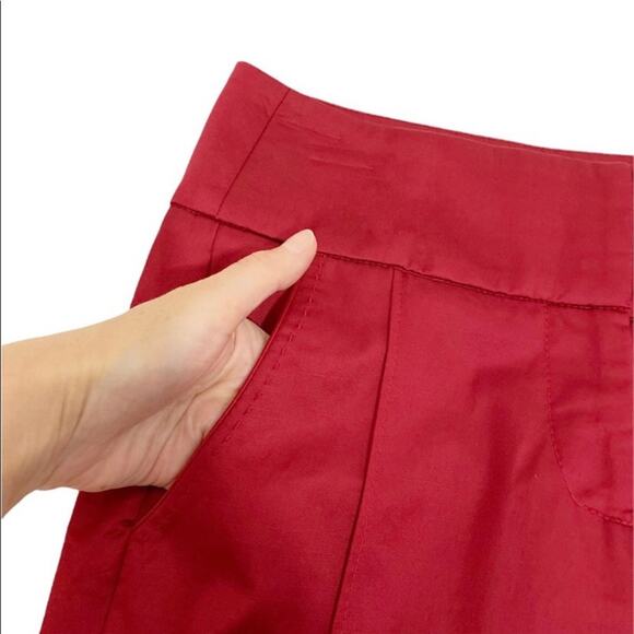 Bebe Sleek Red Silk Blend Cropped Cuffed Pants, Size 4 - Picture 3 of 12